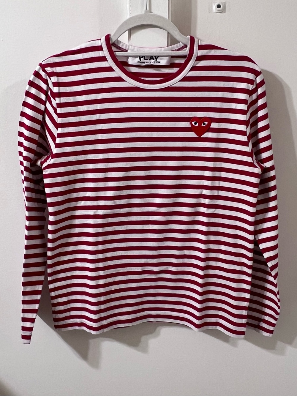 Comme des Garcons PLAY Red & White Striped Long Sleeve Tee
